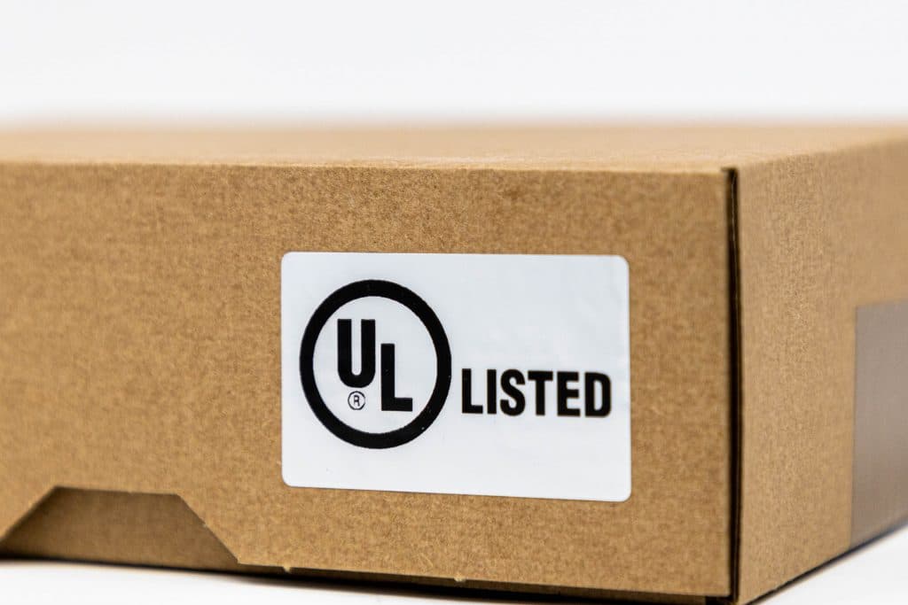 electronics ul listed label on package