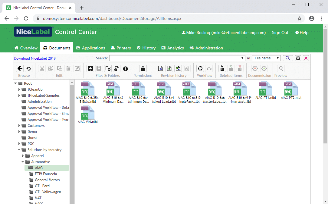 ncielabel label management system documents